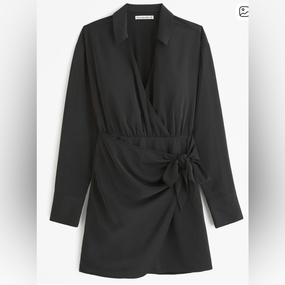 Abercrombie & Fitch Black Wrap-Style Long Sleeve Dress